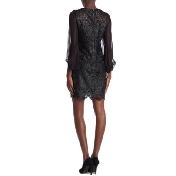 NWT ELIE TAHARI Merida Metallic Embroidered Dress - Picture 4 of 5